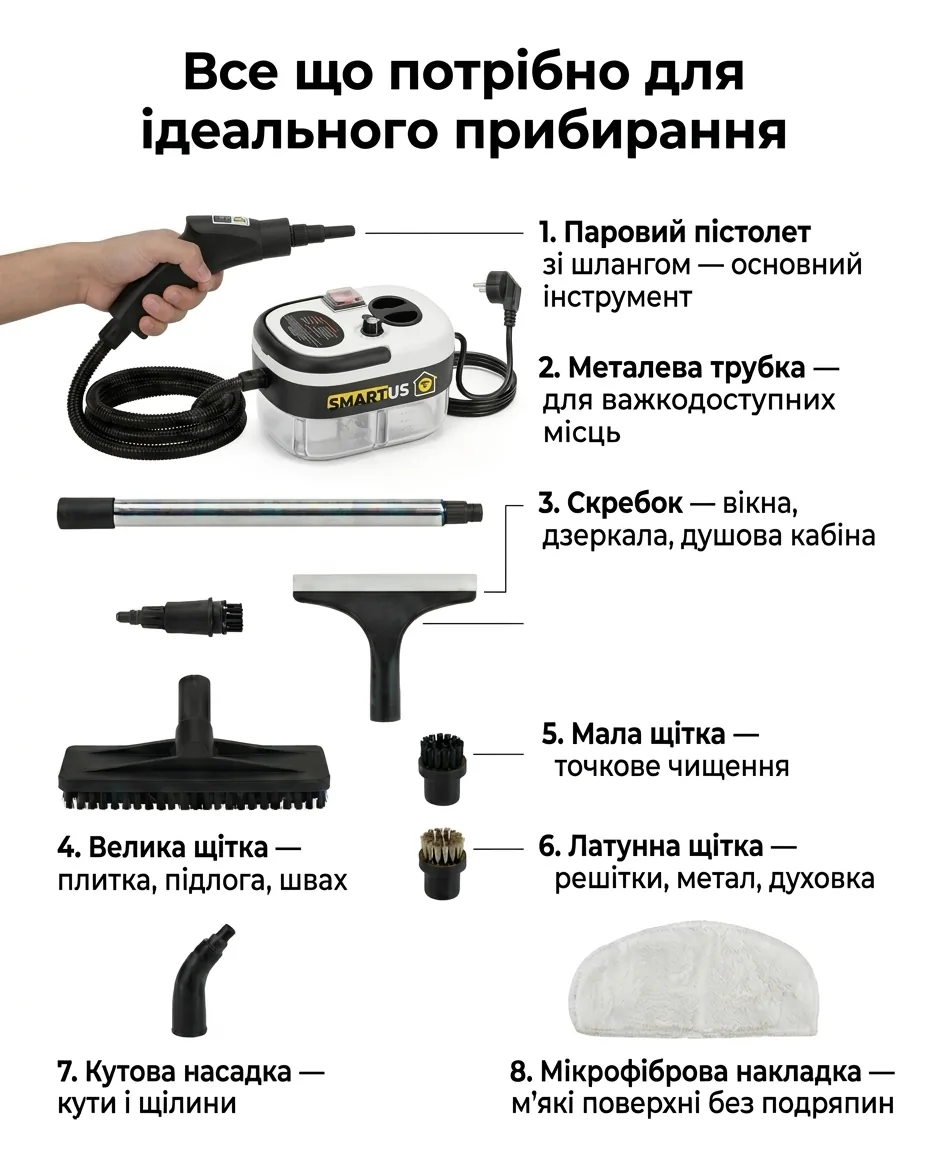 Комплект насадок пароочисника