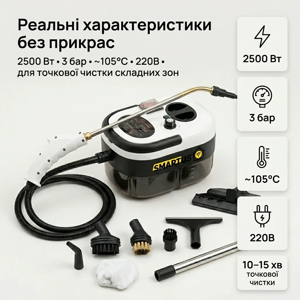 Технічні характеристики пароочисника